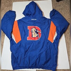 Vintage 90s Starter Denver Broncos Blue and Orange Hooded Jacket No Rips Tears